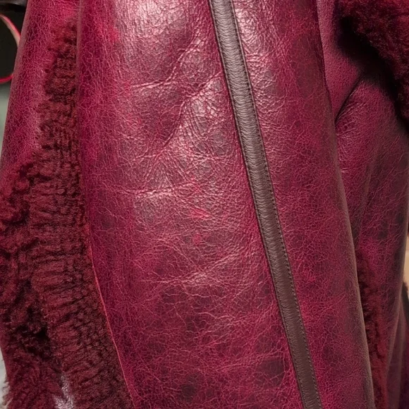 NWT Tommy Hilfiger Leather Shearing Jacket Coat Turkey Oxblood XXXL Peacoat - Picture 8 of 15